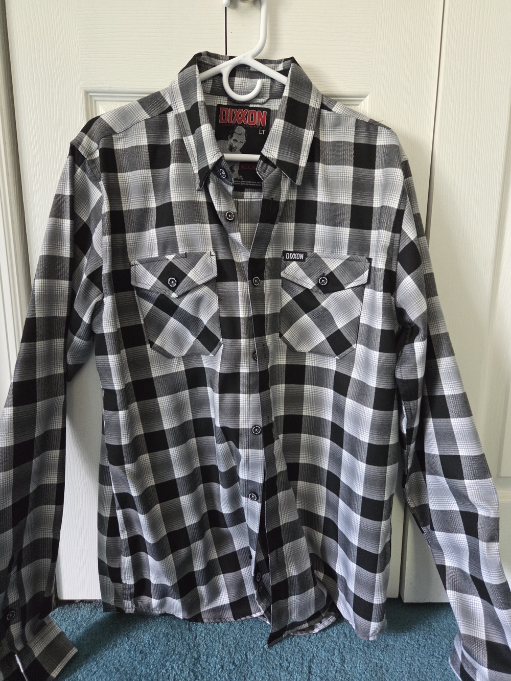DIXXON The Mickey Black & Gray Plaid with Red Logo Patch Size Large Tall